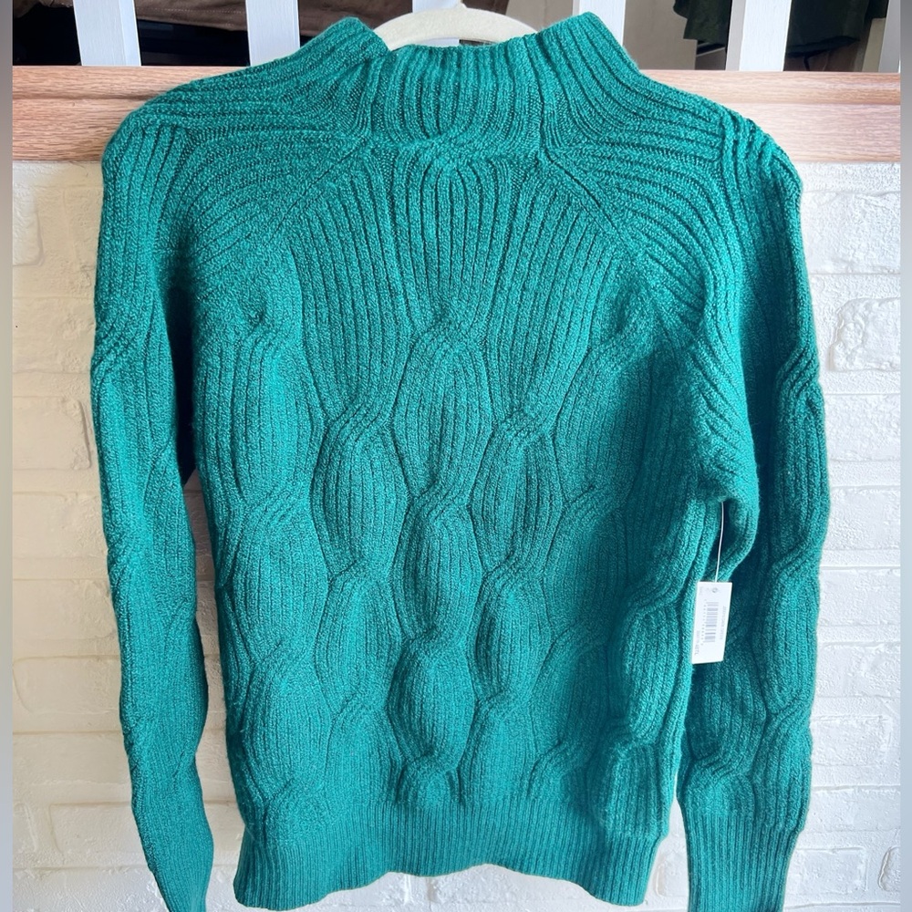 Amazon Essentials-Women's Dark Green Soft Touch Funnel Neck Cable Sweater (NWT)